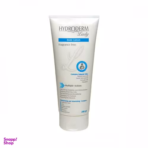 لوسیون بدن هیدرودرم (Hydroderm) مناسب دوران بارداری لیدی حجم 200 میلی لیتر
