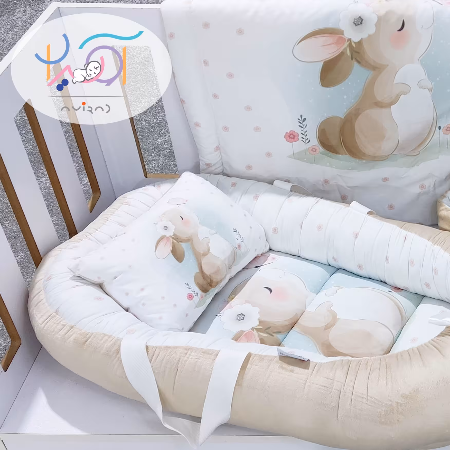 سرویس خواب پنج  تکه ی  نوزادی آویراد مدل خرگوش و پروانه