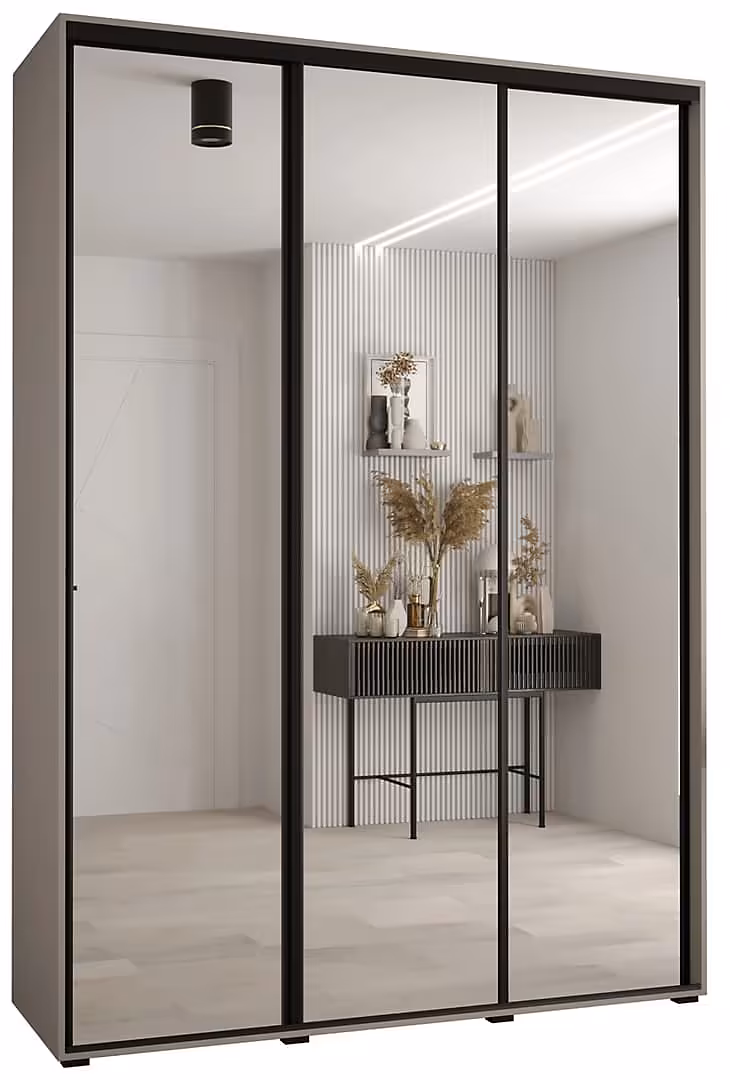 کمد لباس 3 درب آینه ای کشویی سایز 235*190*60 کد 8795