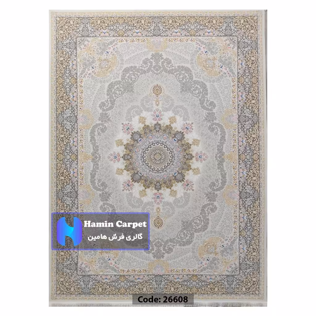 فرش 9 متری 1200 شانه تراکم 3600  نخ اکلریک گل برجسته کد  AR26608