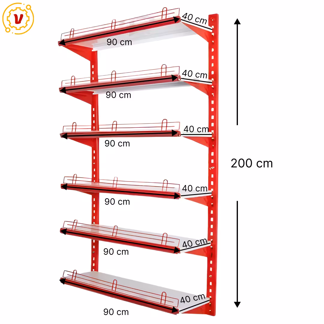 خرید و قیمت قفسه دیواری چندمنظوره 6 طبقه 90x40 ارتفاع 200 سانتی متر - قفسه‌بندی وکیلی