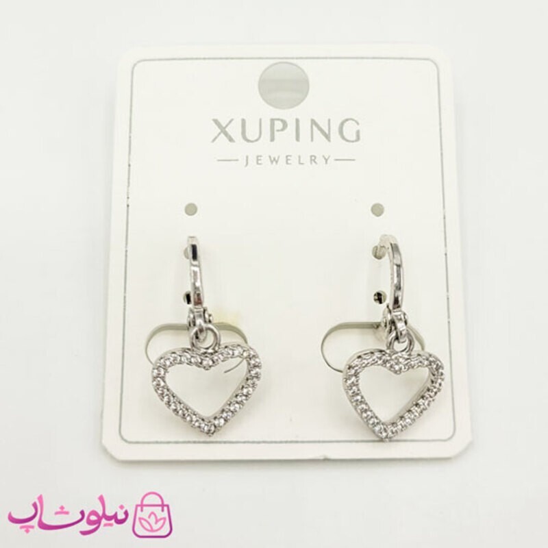 گوشواره دخترانه ژوپینگ طرح قلب سیلور