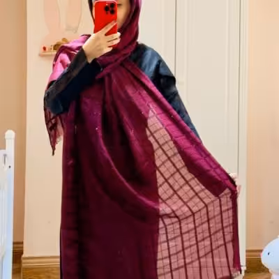 شال نخی زرشکی