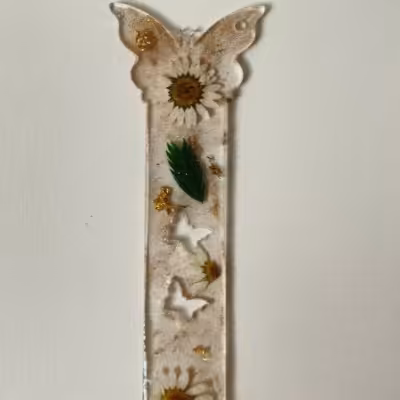 بوک مارک(نشانگرکتاب)رزینی طرح گل های بابونه سایز بزرگ