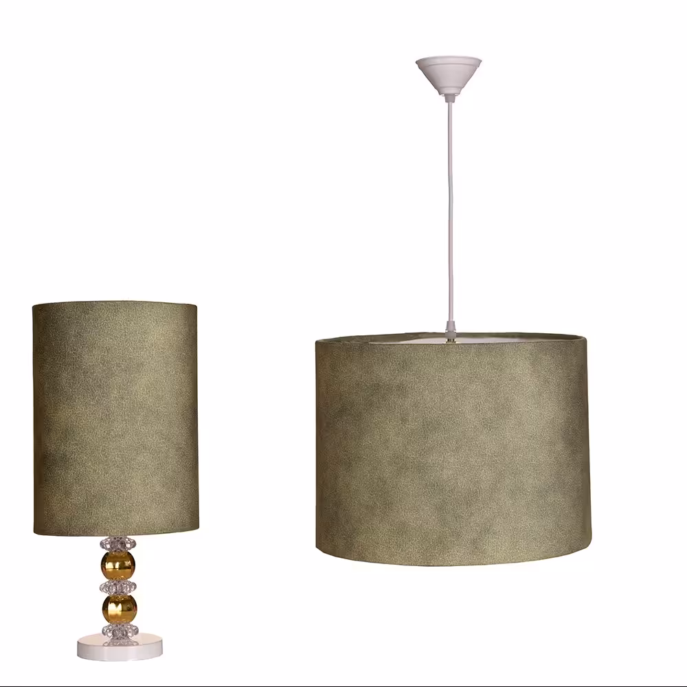 ست لوستر و آباژور طرح چرم سبز مغزپسته ای 