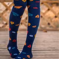 جوراب بالا زانو مدل برگ سرمه ای پاییزی