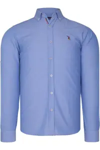 پیراهن / بلوز دکمه دار آبی مردانه G674 SAKS ساده اورجینال Dewberry