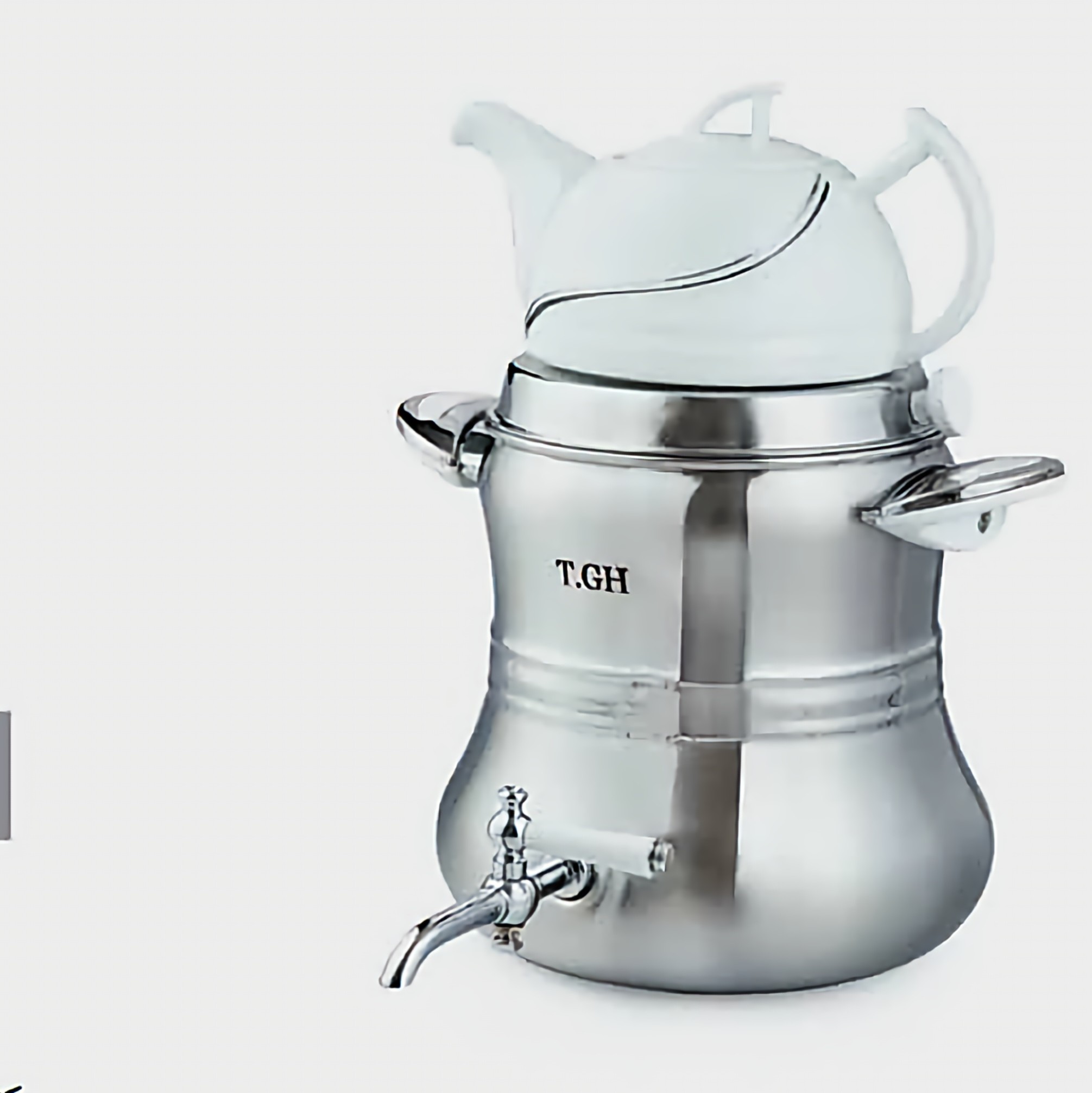 کتری و قوری کف چدن 5 لیتر طرح استکانی قیطاسی T.GH کد 8090