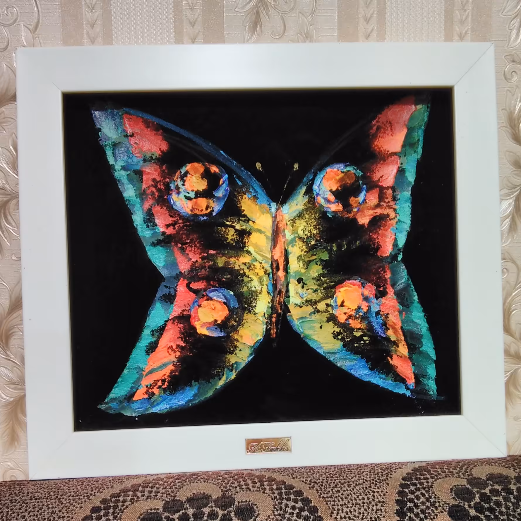 تابلو نقاشی مخمل پروانه