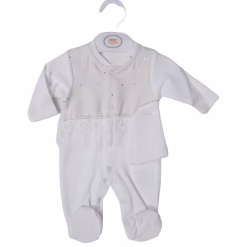 لباس نوزادی سرهمی دخترانه رنگ سفید کرم نخی شیک و مجلسی سایز 3صفر 2صفر و صفر نوزادان زودرس