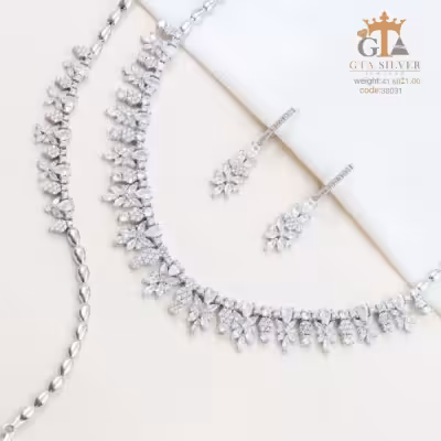 سرویس نقره زنانه مدل پروانه ای با روکش رادیوم 925 عیار کد 38031