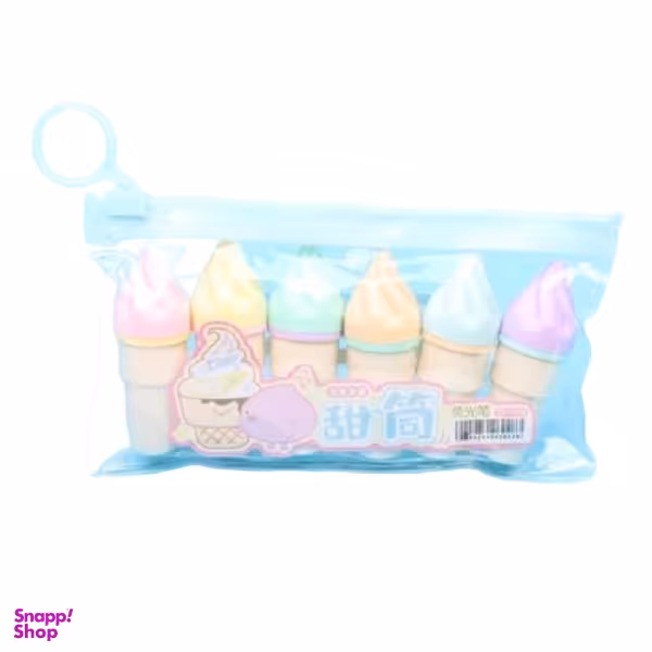 ماژیک هایلایتر بستنی قیفی کد g01 بسته 6 عددی