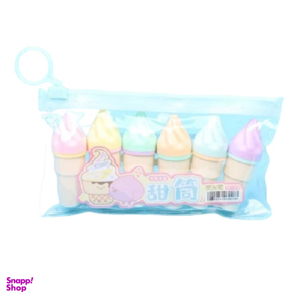 ماژیک هایلایتر بستنی قیفی کد g01 بسته 6 عددی