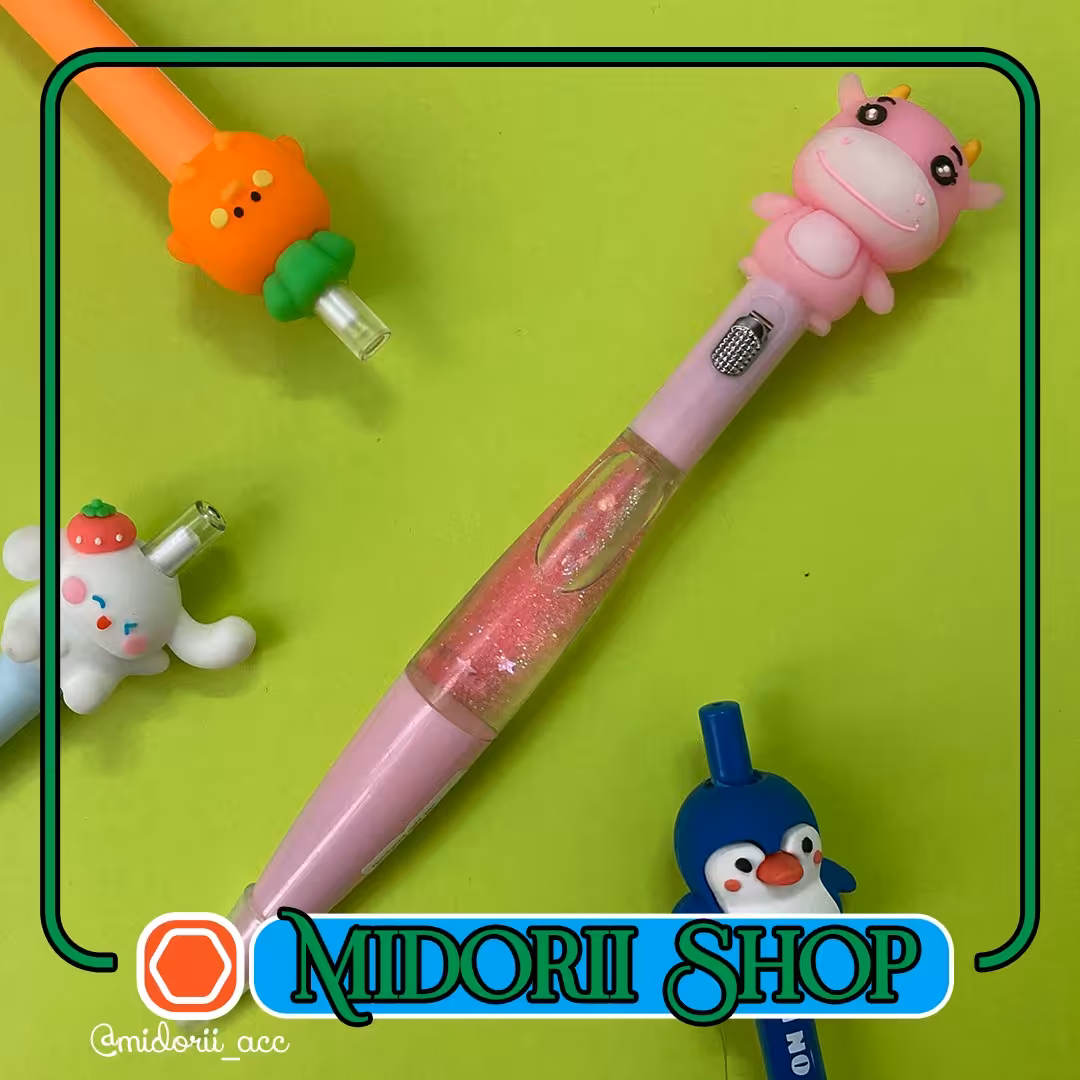 خودکار فانتزی آکواریومی - طرح گاو چراغ دار- صورتی