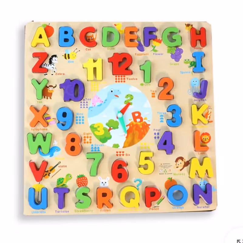 جورچین چوبی حروف انگلیسی با ساعت 