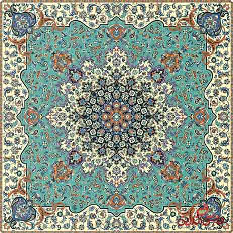 رومیزی مربع ترمه طرح فرحزاد کد 618