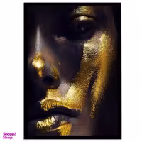 تابلو نوری بکلیت طرح چهره زن طلایی مشکی مدل چراغدار B-s2291