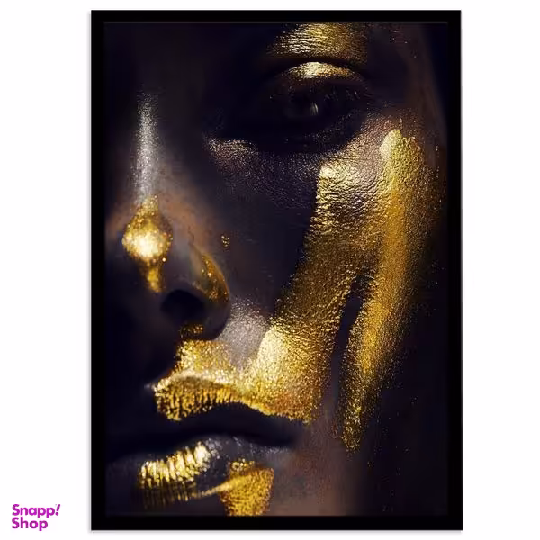 تابلو نوری بکلیت طرح چهره زن طلایی مشکی مدل چراغدار B-s2291