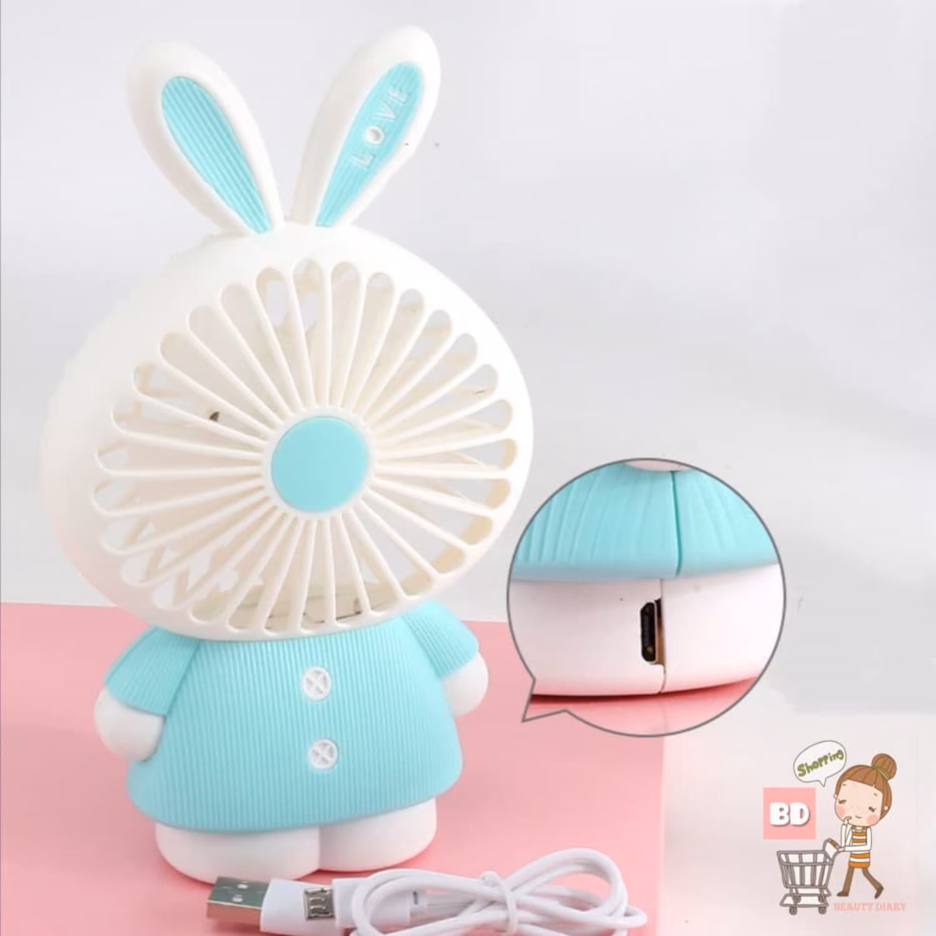 پنکه شارژی طرح خرگوش