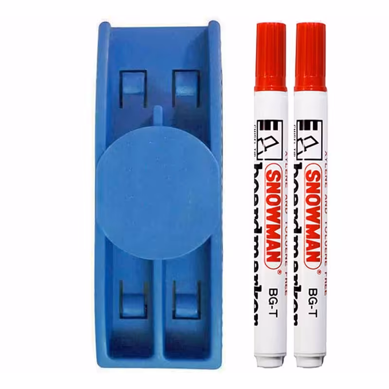 خرید تخته پاک کن جا ماژیک دار مغناطیسی همراه 2 عدد ماژیک وایت برد اسنومن قرمز