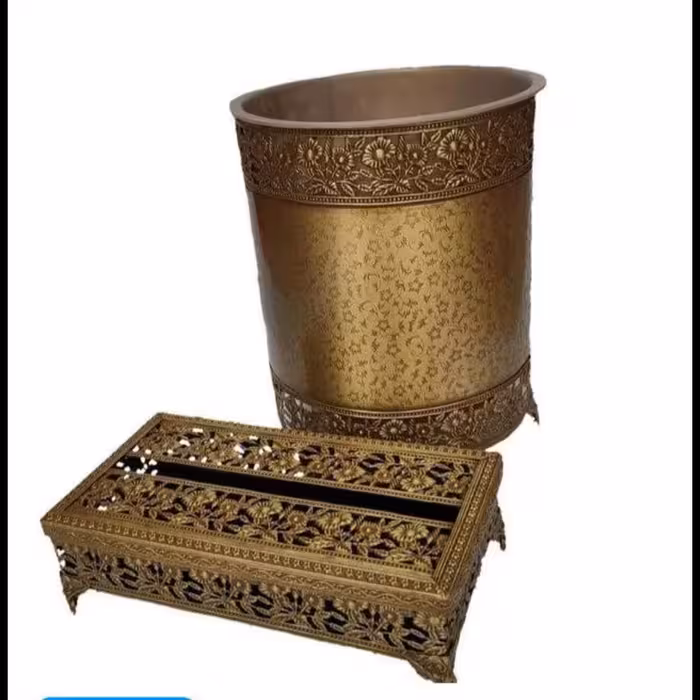 ست سطل و جا دستمال کاغذی  فلزی  در پلاسکو دهقان