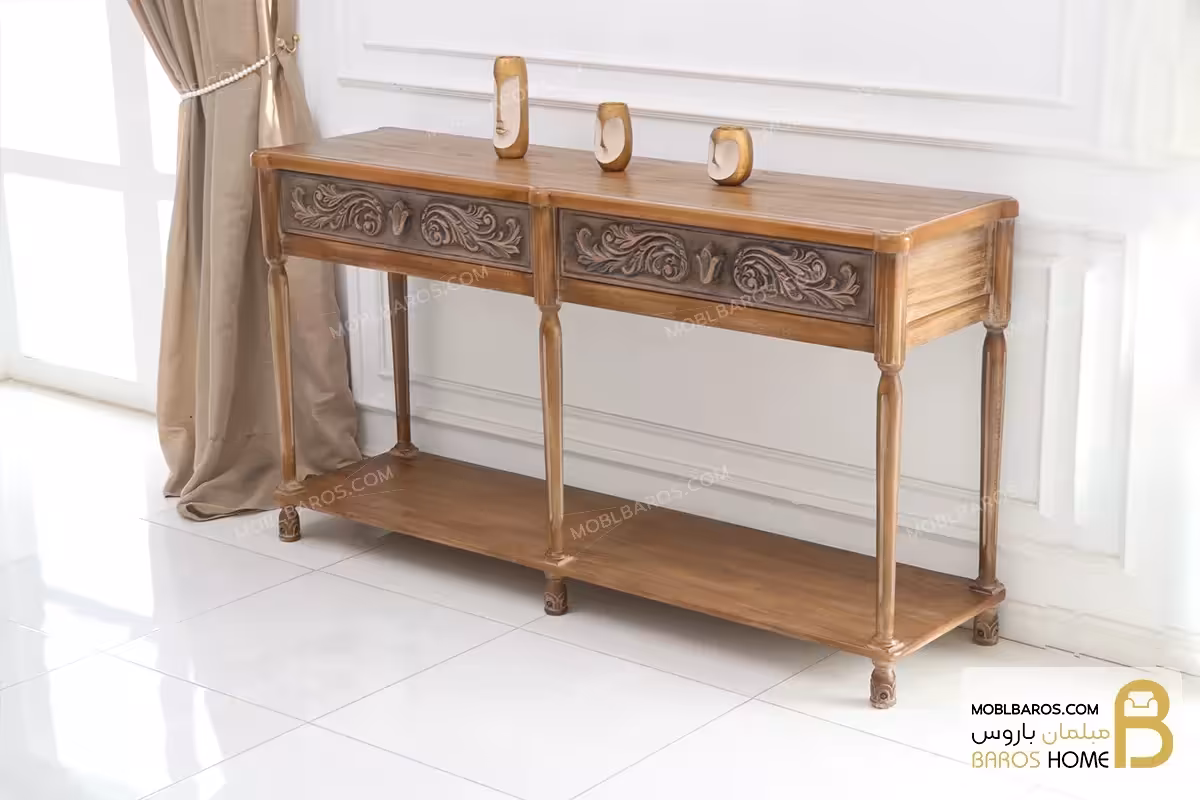 کنسول چوبی منبتی کلاسیک جدید مدل افرا