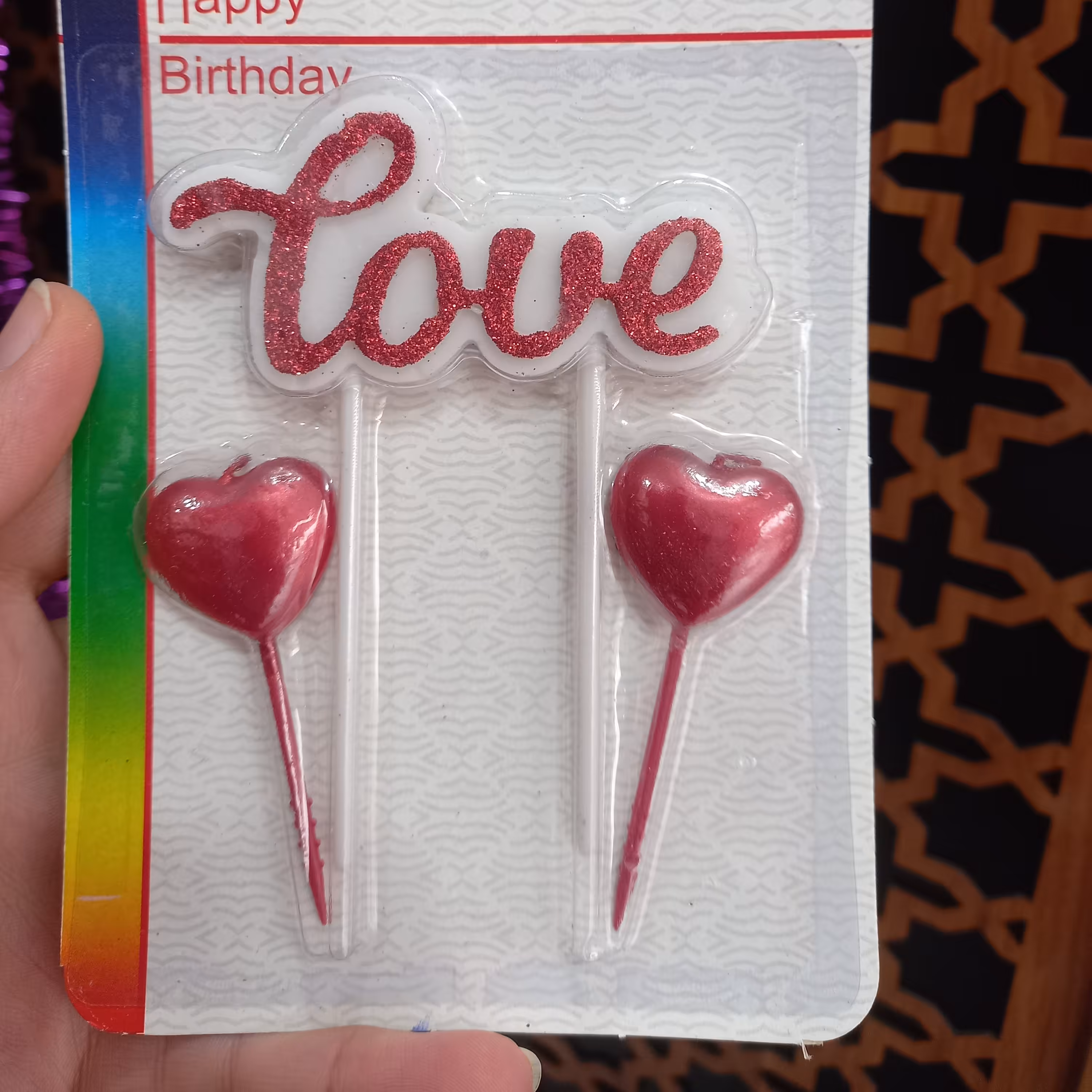  شمع سه تایی طرح قلب و لاو 