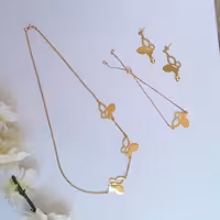 نیمست گردنبند با پلاک پروانه  و دستبند آسانسوری تمام استیل 