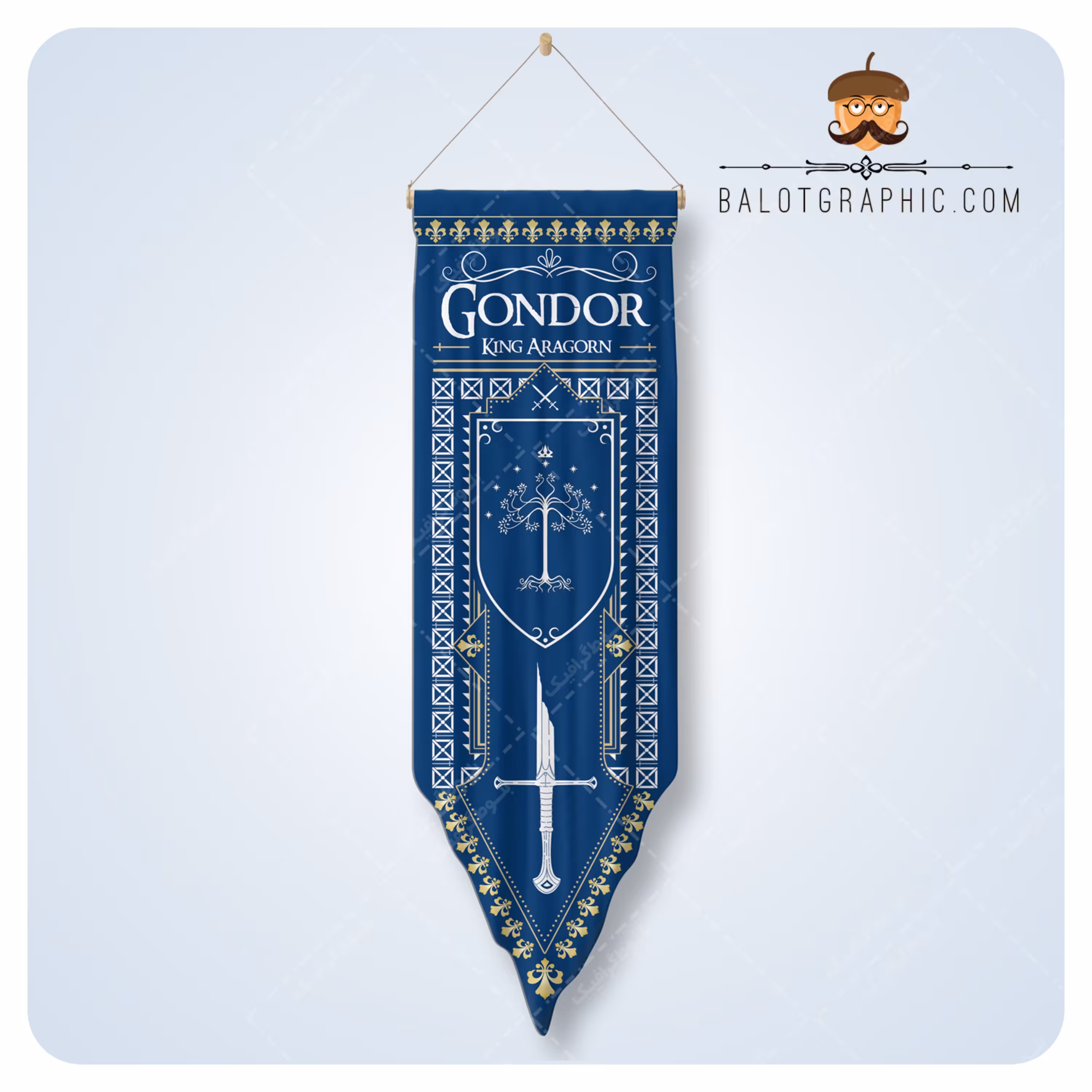 پرچم دیواری طرح ارباب حلقه ها سایز 100-30 (گاندور)BP010