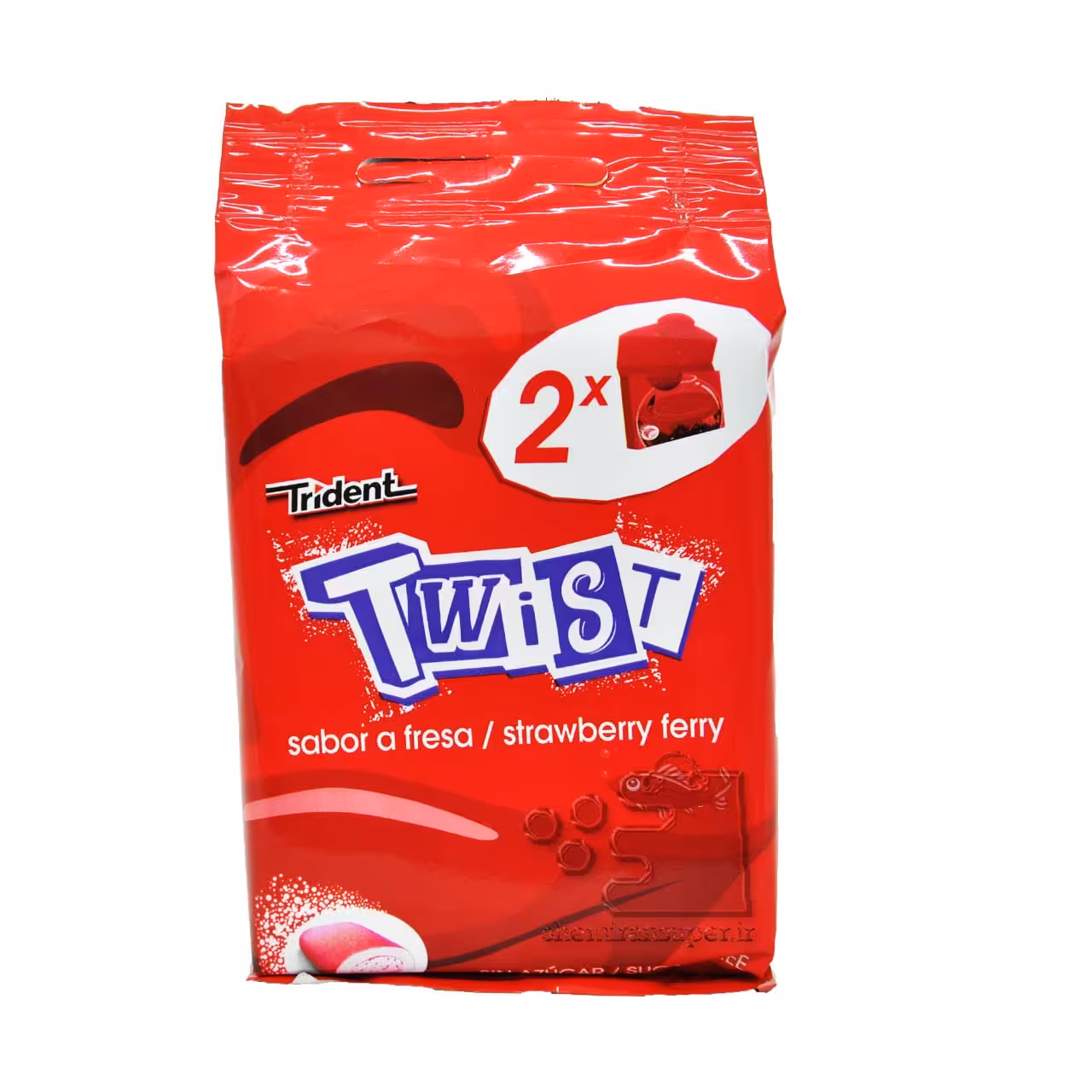 پک دو عددی آدامس توت فرنگی توییست ( بدون شکر ) 40 گرم تریدنت - trident