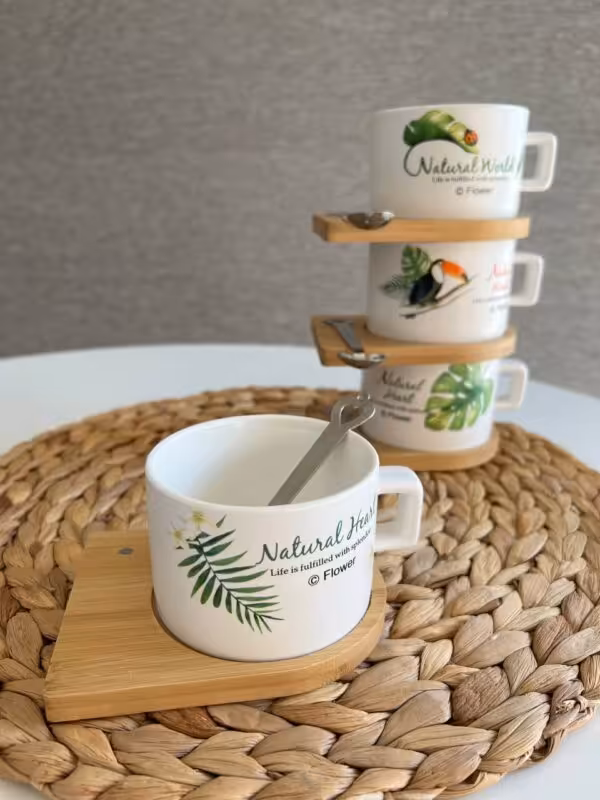 ماگ زیرچوبی قاشق مگنتی طرح برگ