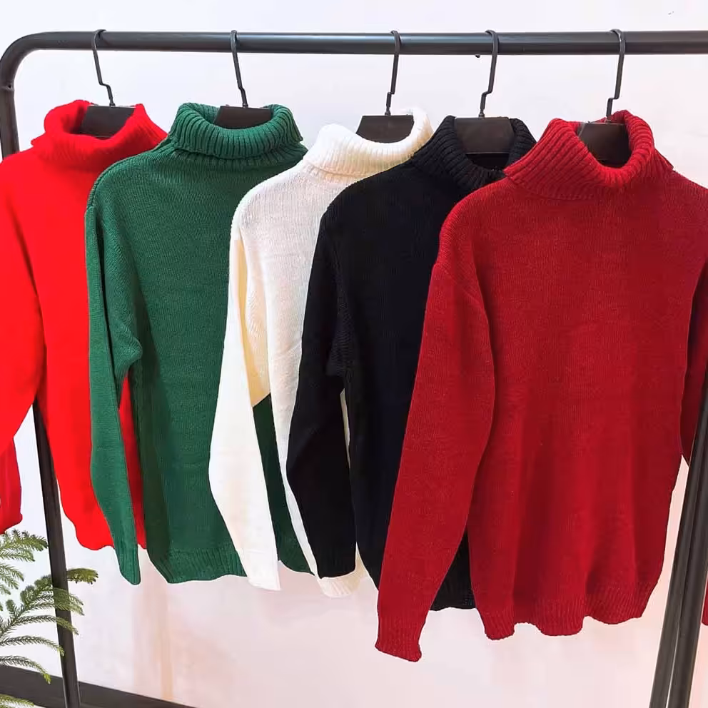 حراج بافت یقه اسکی ضخیم، نخ ترک آکرلیک ضدحساسیت با رنگبندی جذاب 