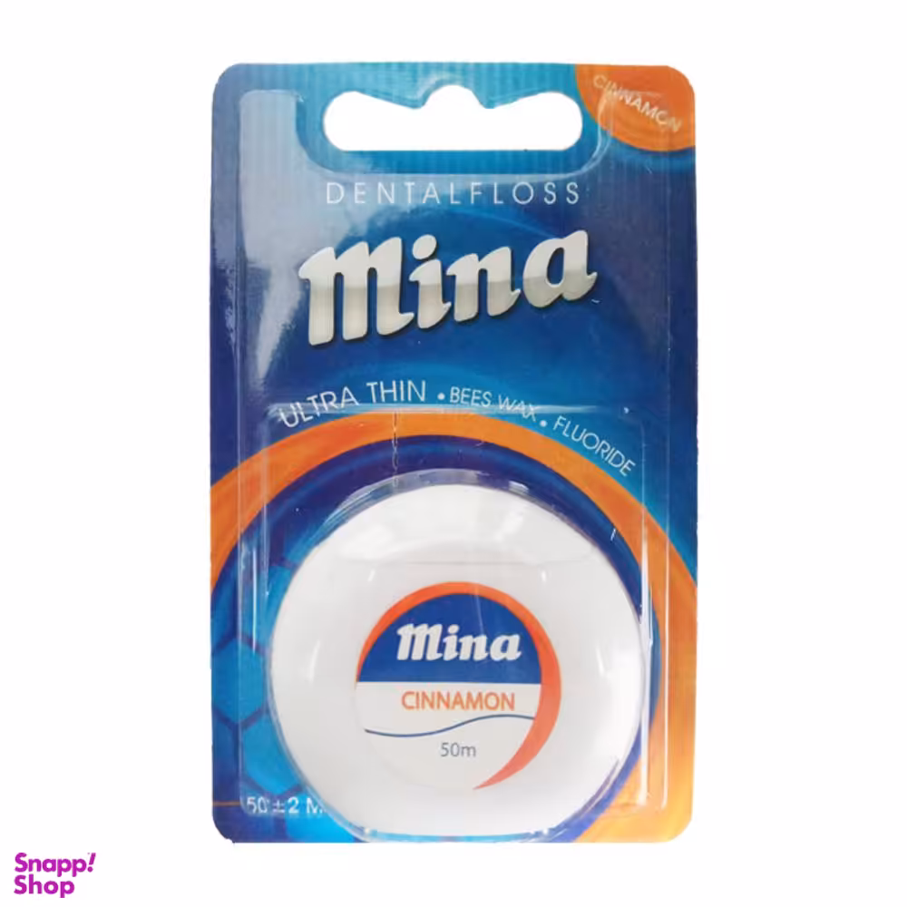 نخ دندان مینا (Mina) مدل Ultra thin با اسانس دارچین طول 50 متر