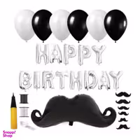 مجموعه ی 70 عددی بادکنک آرایی مدل سیبیل و هپی برت دی کد0021