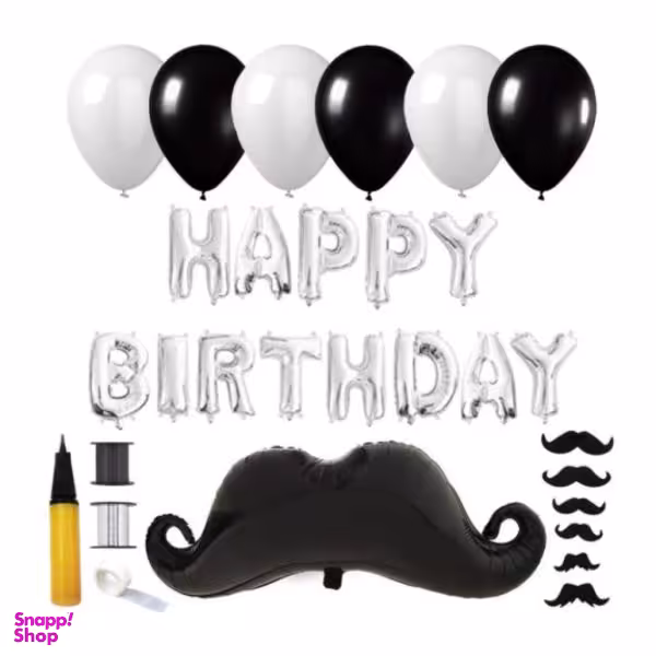 مجموعه ی 70 عددی بادکنک آرایی مدل سیبیل و هپی برت دی کد0021