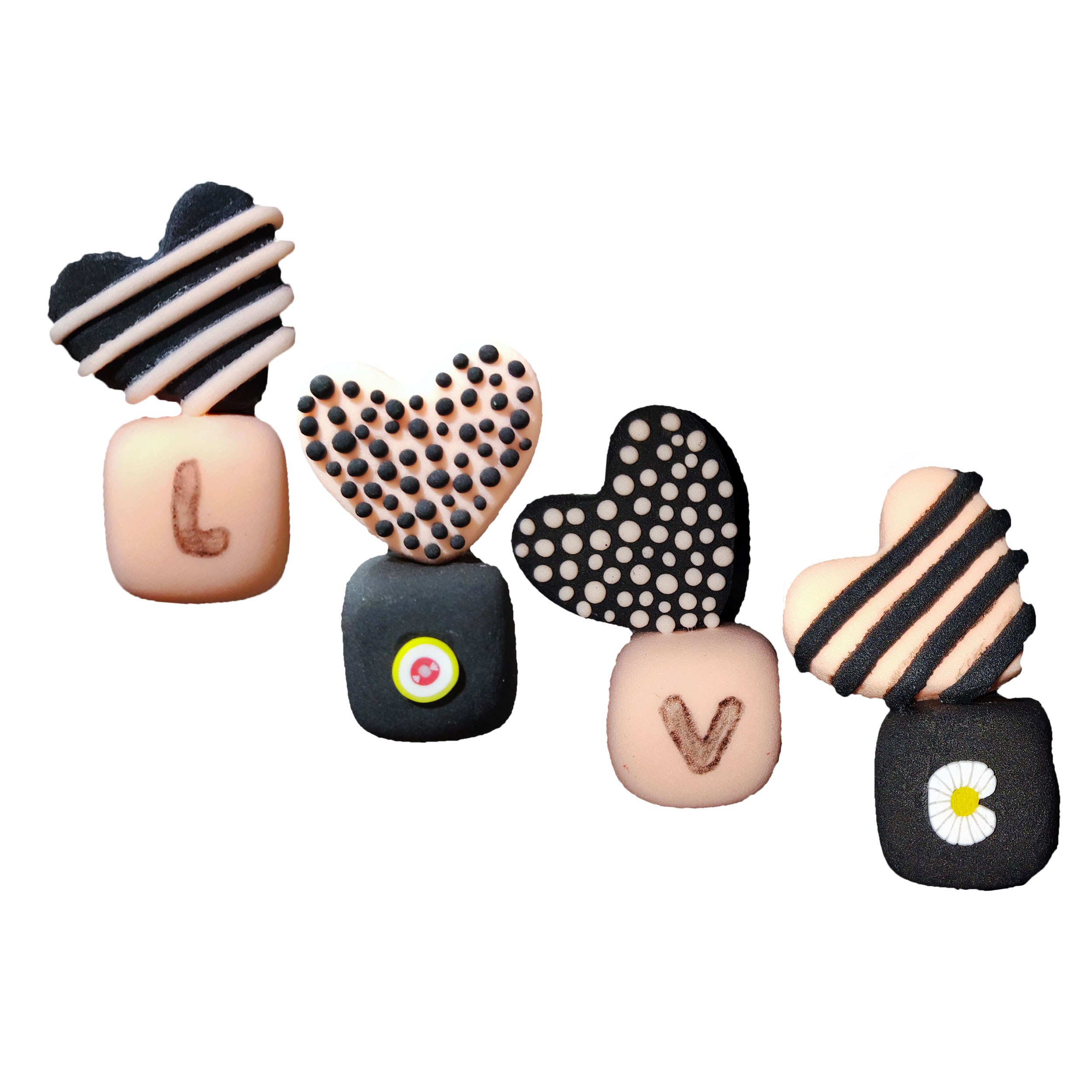 مگنت یخچال قلب و مکعب ( love ) کد MK118 مجموعه 4 عددی - رنگ گل بهی و مشکی
