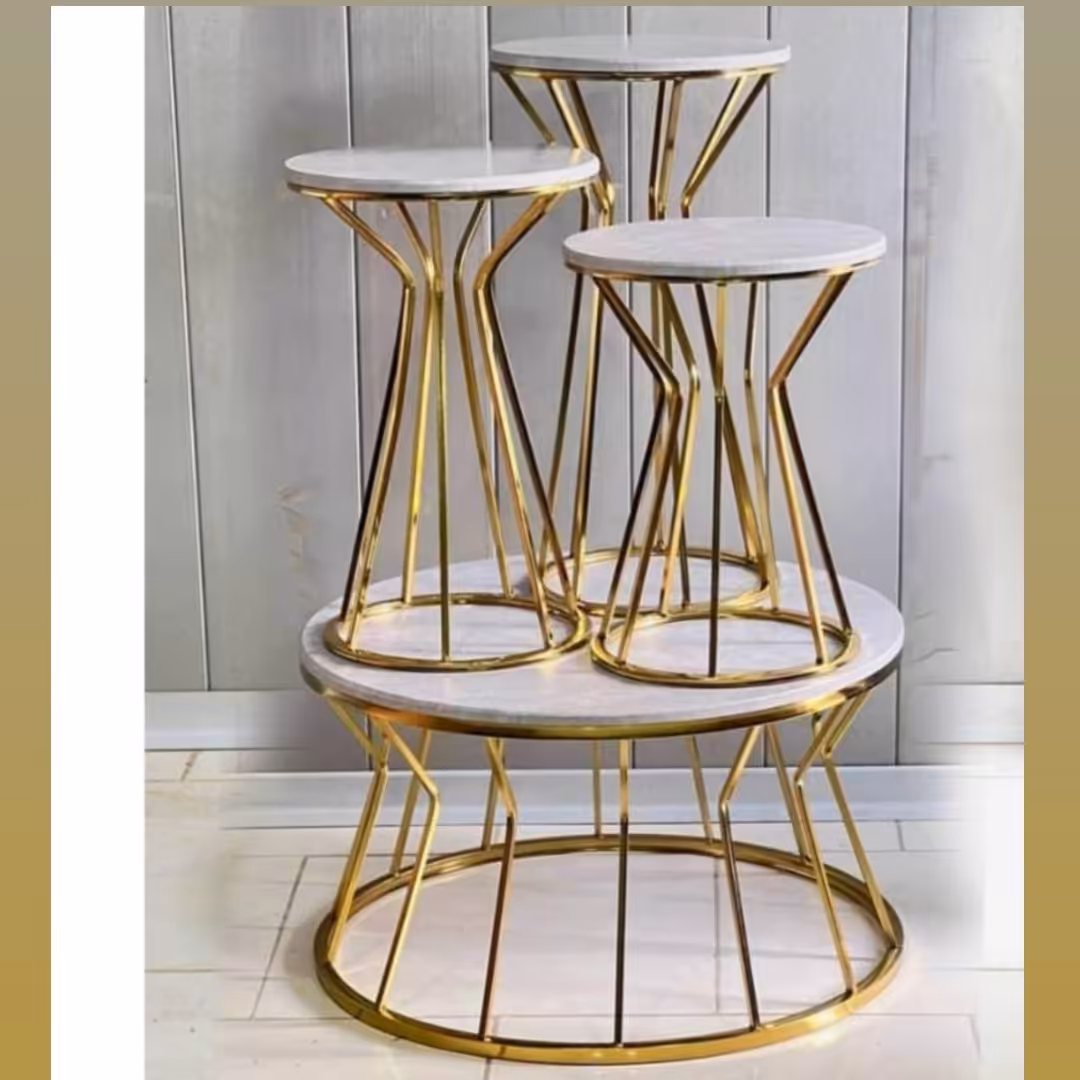 میز جلومبلی و 3 عدد عسلی مدل شیپوری استیل آبکاری فورتیک ( ارسال با باربری پس کرایه)