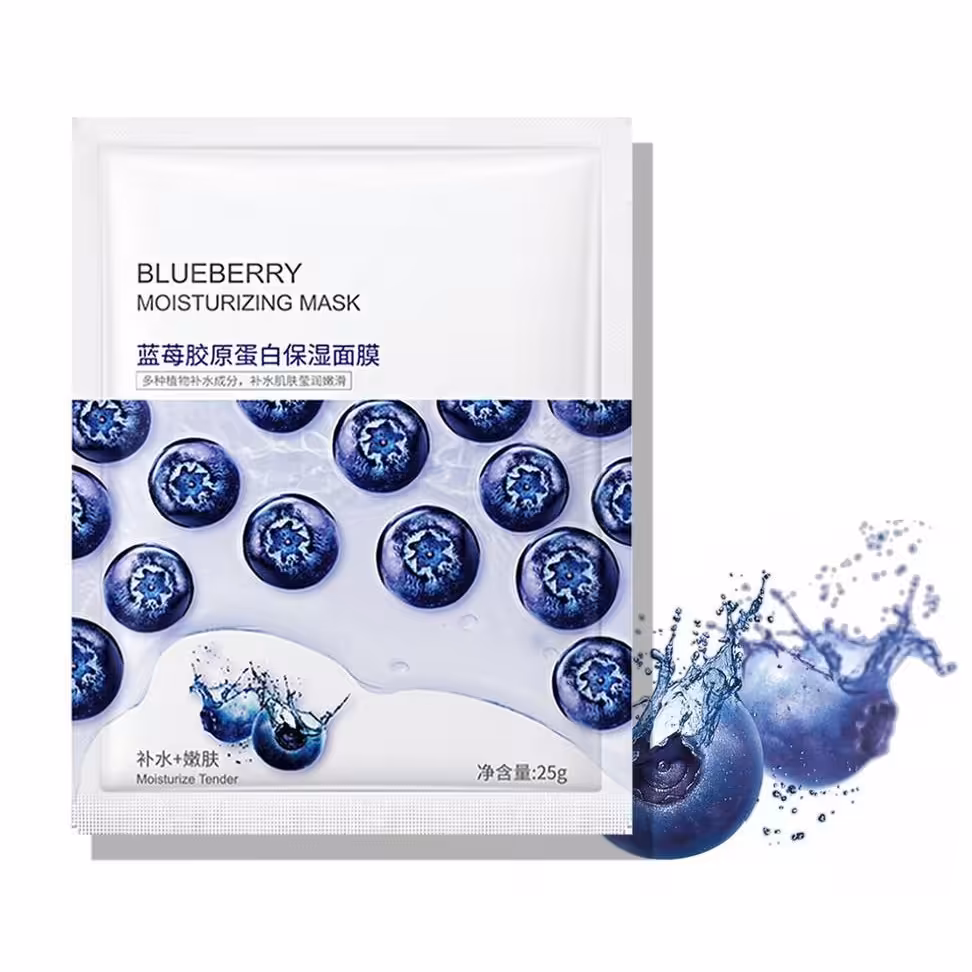 6 عدد ماسک ورقه ای بلوبری مرطوب کننده و کاهش دهنده پیری پوست صورت با رایحه انتخابی