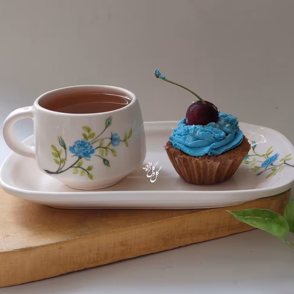 ست دو نفره فنجان و دیس گُل رُز آبی(هزینه ارسال پس کرایه)