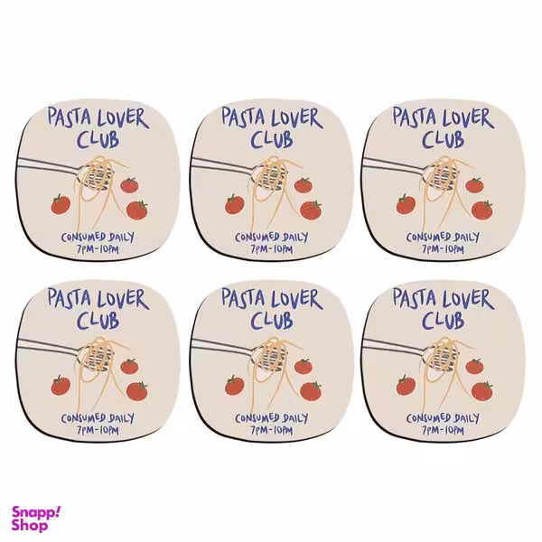 زیر لیوانی ترمه طراحان ایده مدل کلاب پاستا دوستان کد strm0662 بسته شش عددی