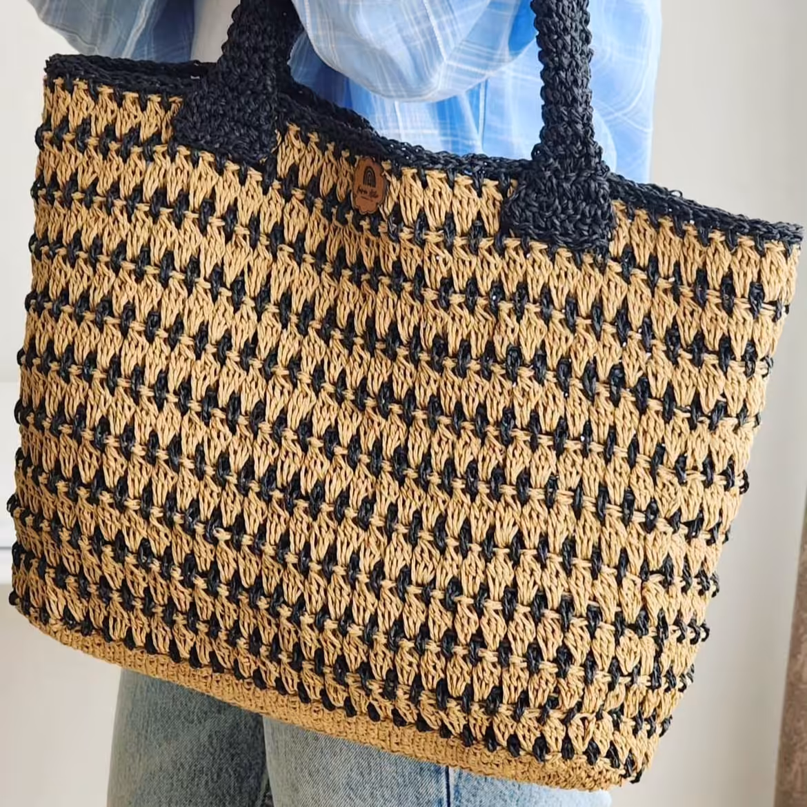 کیف دستی ساحلی رافیا حصیری دستبافت