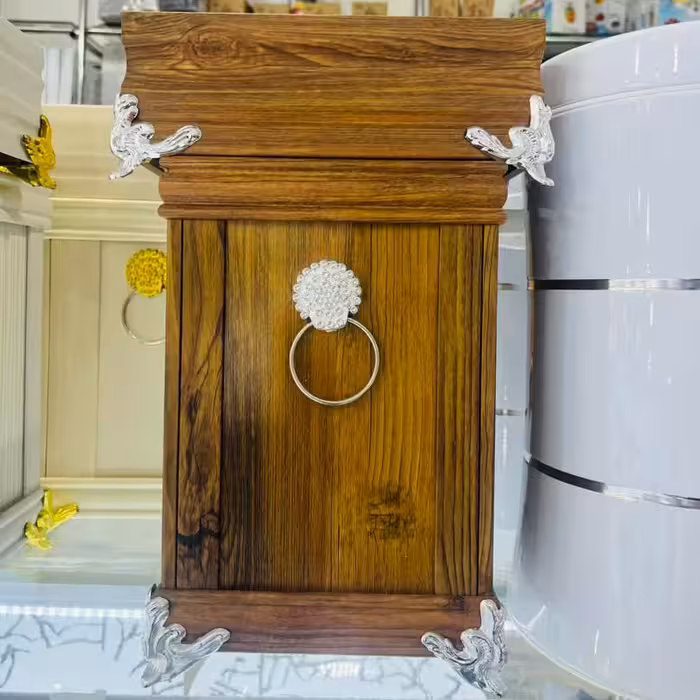 ست سطل زباله وجادستمال کاغذی چوبی 