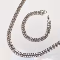 زنجیر مردانه استیل رنگ ثابت ست دستبندوزنجیر ضد حساسیت  