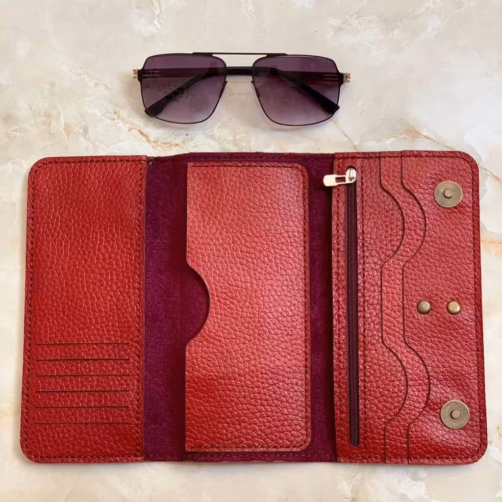 کیف پول سه لت چرم بزی