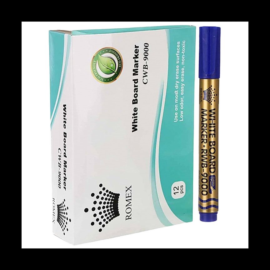 ماژیک وایت برد رومکس رنگ آبی بسته 12 عددی