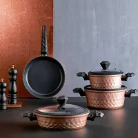 ماهیتابه درب دار 7 پارچه دسته آنتی باکتریال الماس کاراجا کد 502000157