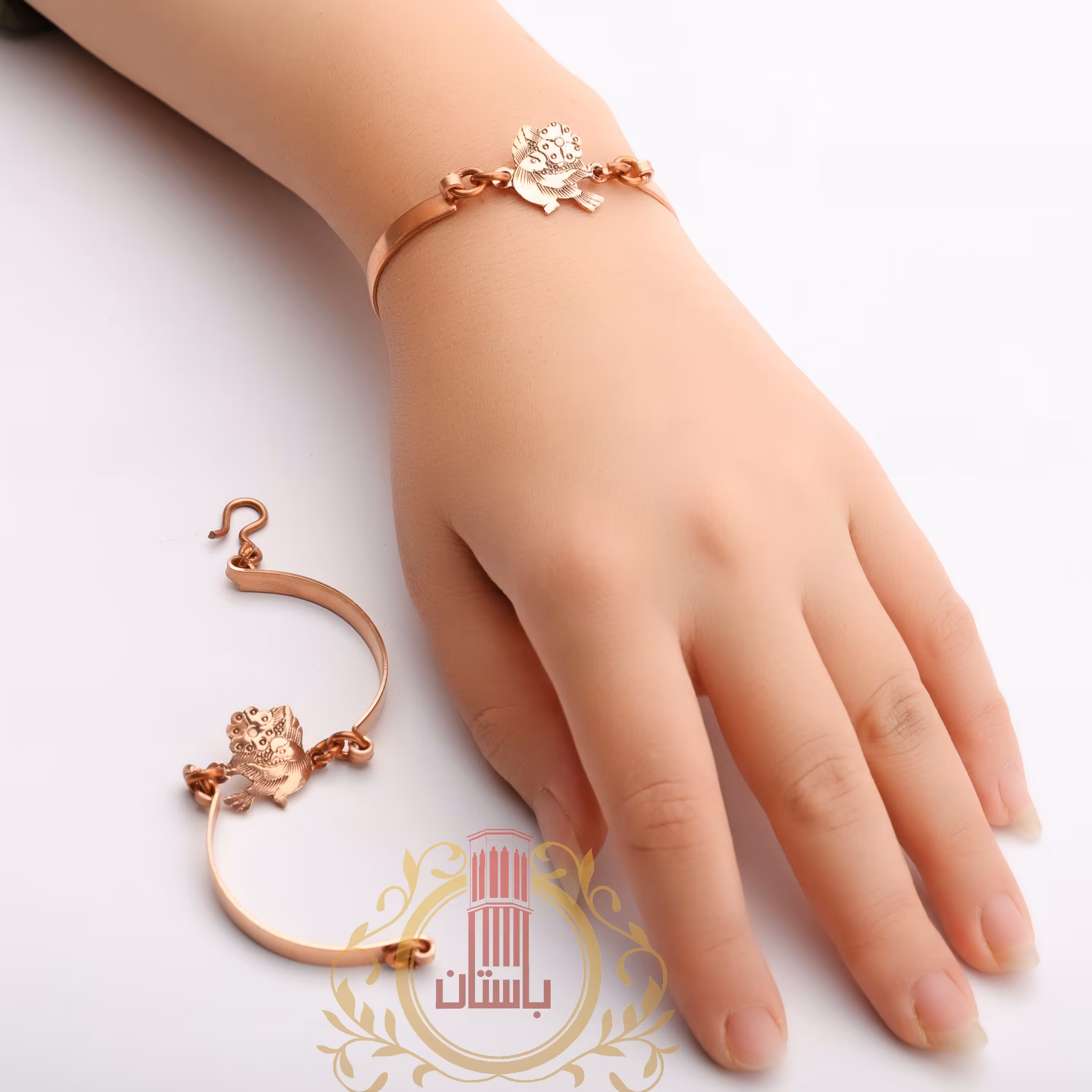 دستبندمسی  تک قطعه گل ومرغ