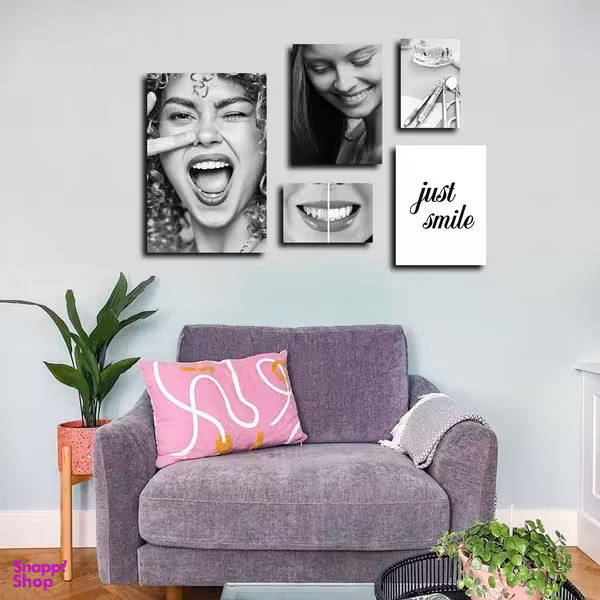 تابلو شاسی بکلیت طرح لبخند و دندانپزشکی مدل SH-1580 مجموعه 5 عددی