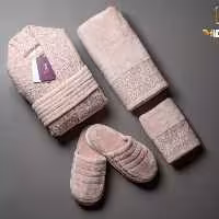 سرویس حوله5تیکه ترک طرح hiro مخمل ابریشمی ساده