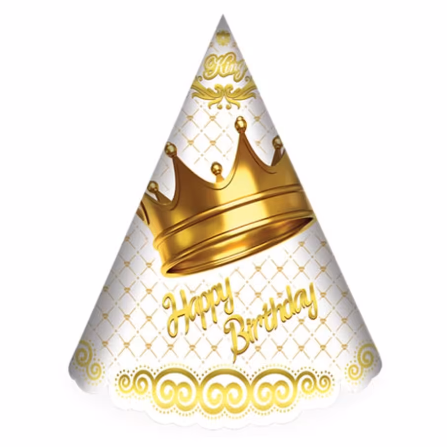کلاه تم تولدی تاج طلایی سفید
